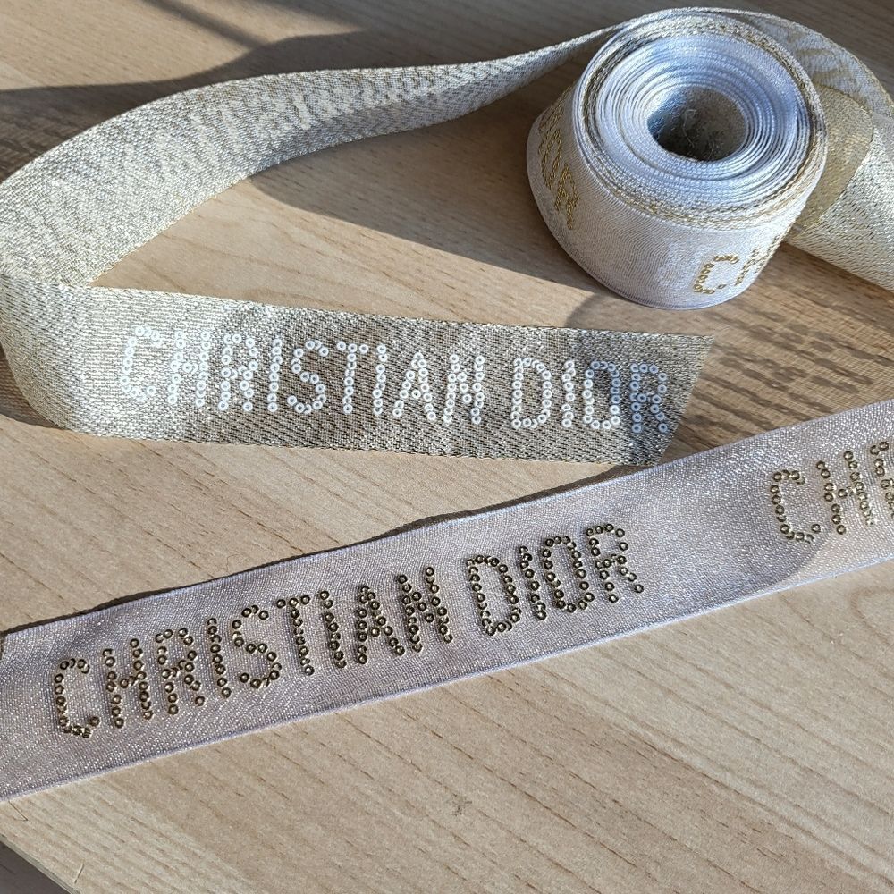 Dior Parfums Xmas Ribbon | Gold & White | Two Different Ribbon | 2 meters long